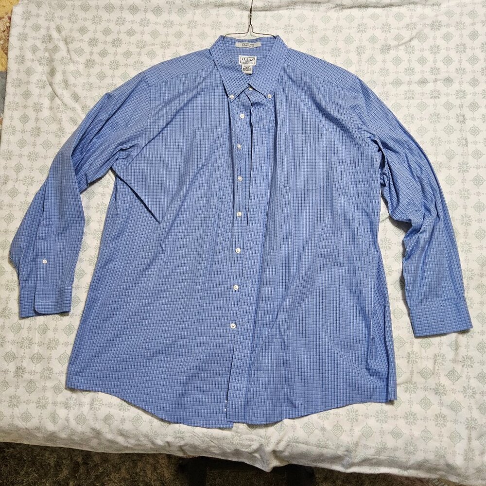 L.L. Bean Men's Wrinkle-Free Pinpoint Oxford Traditional Fit Size 18-36